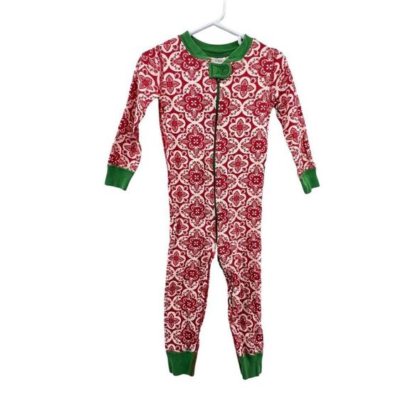 Hanna Andersson Size 90 US 3 Pajamas Zip Sleeper Red Green Christmas Holiday - Picture 1 of 4